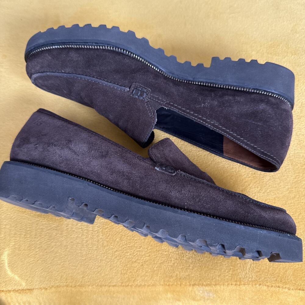 PAUL GREEN Suede Penny Loafers Brown Lug Sole Made in Austria Sz 8